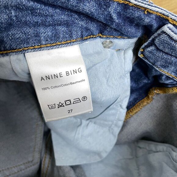 Anine Bing Enzo Jeans 27 Womens Slim Straight Distressed Raw Hem Split Cotton - Picture 8 of 14